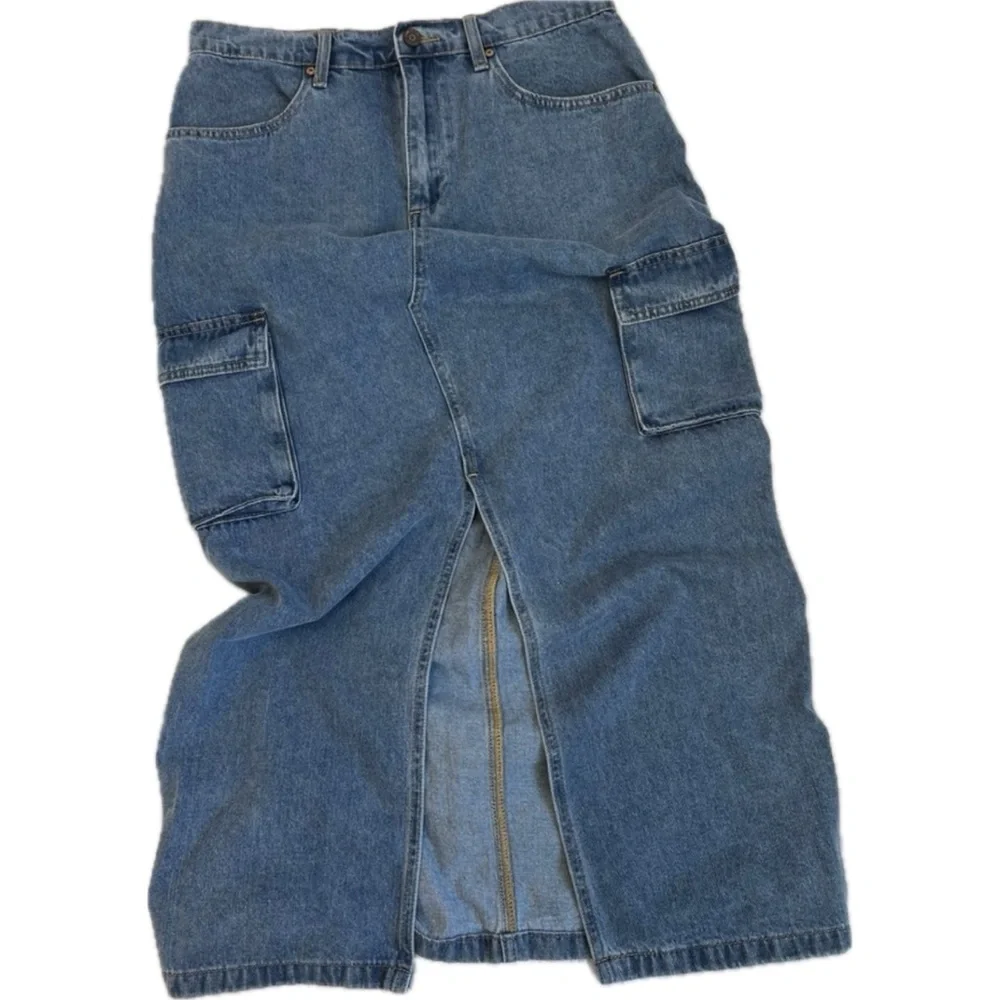Sincerely Jules Retro‎ Western Denim Cargo Maxi Skirt
